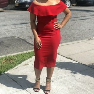Red Zara Off the Shoulders Dress